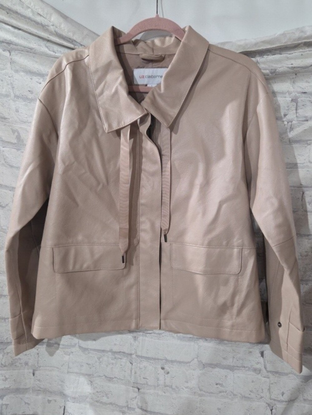 Liz Claiborne Taupe Faux Leather Jacket